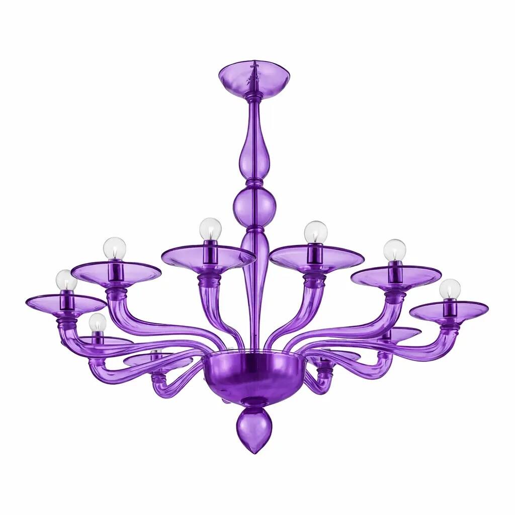 Italian Contemporary Violet Murano Style Glass Chandelier
