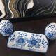 Vintage blue porcelain salt and pepper shakers