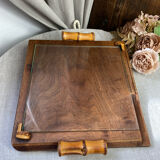 Wood and glass bamboo plateau