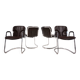 Set of four Cidue leather chrome cantilever chairs by Willy Rizzo, 1970