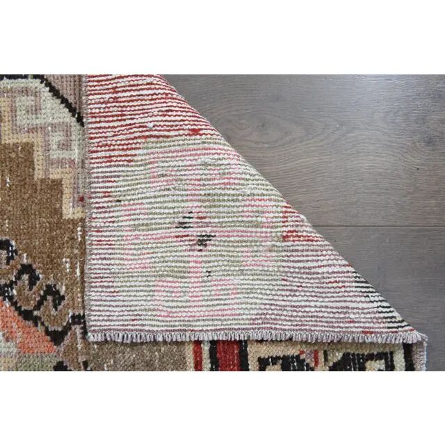 Vintage Turkish Oushak Wool Handmade Runner 74x352