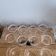 Set of 11 granite glass cups and golden edging