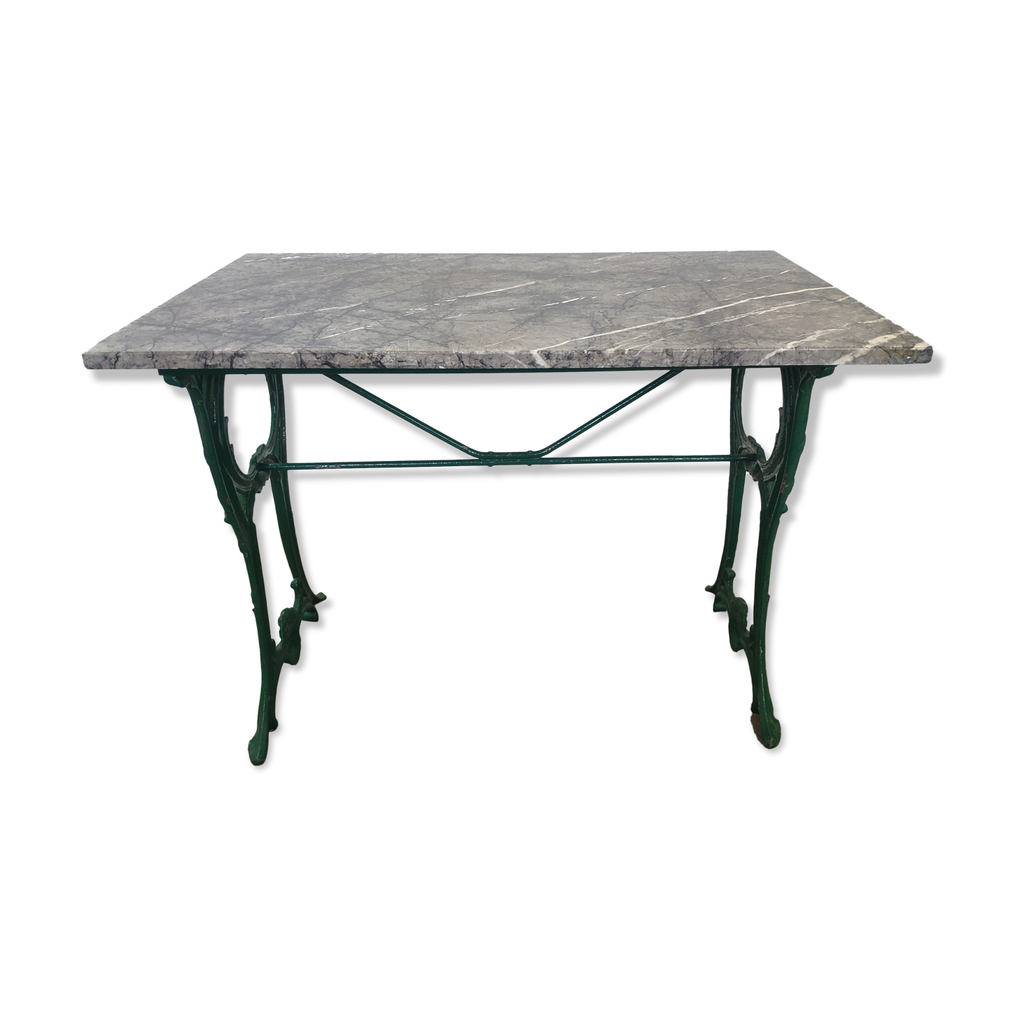 Table bistrot fer et marbre gris vintage Selency