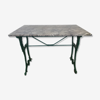 Wrought iron bistro table and vintage grey marble