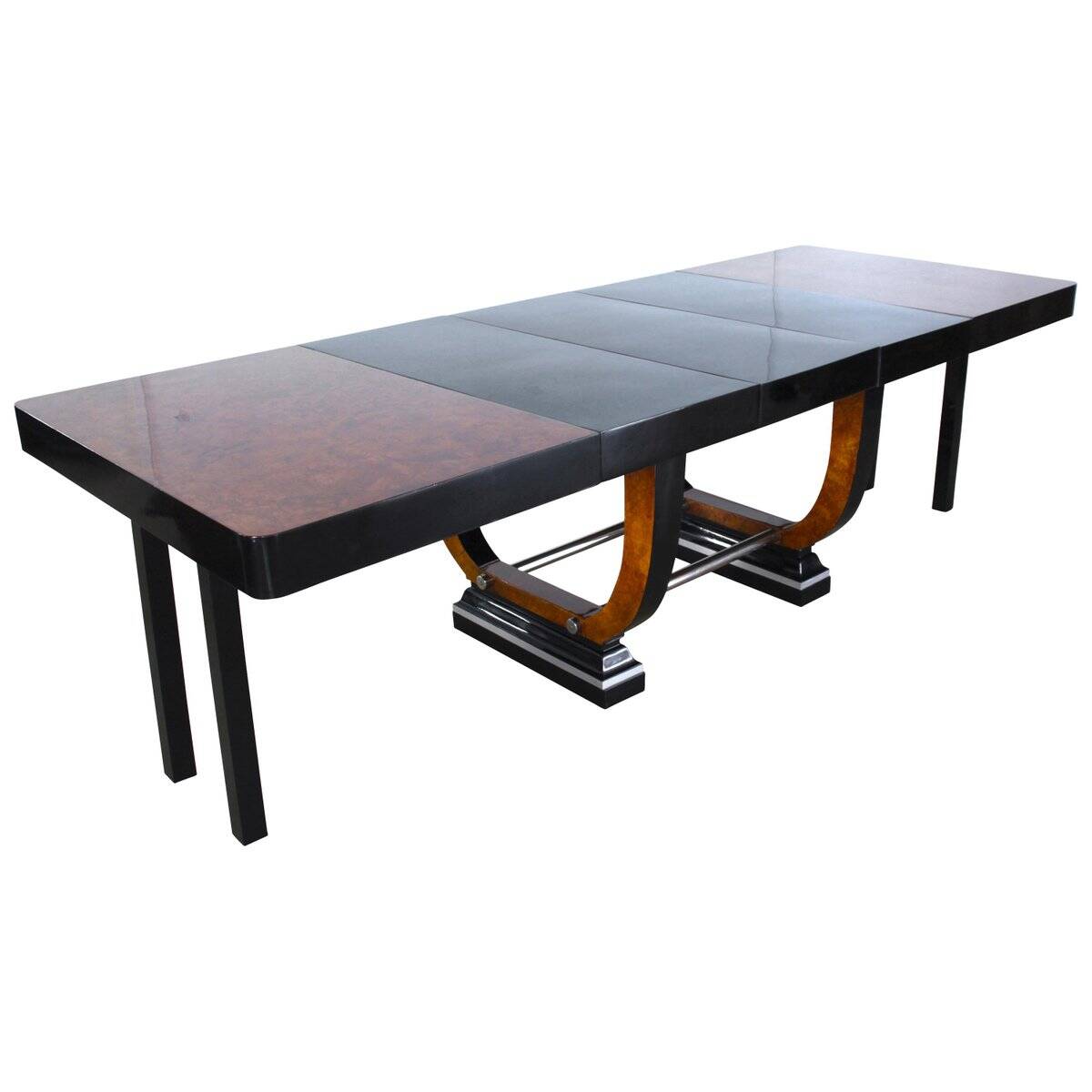Expandable Art Deco Dining Table, Thuja Roots, Lacquered, France, circa 1930