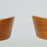 Oak dining chairs set of two, natural wood, jacquard fabric