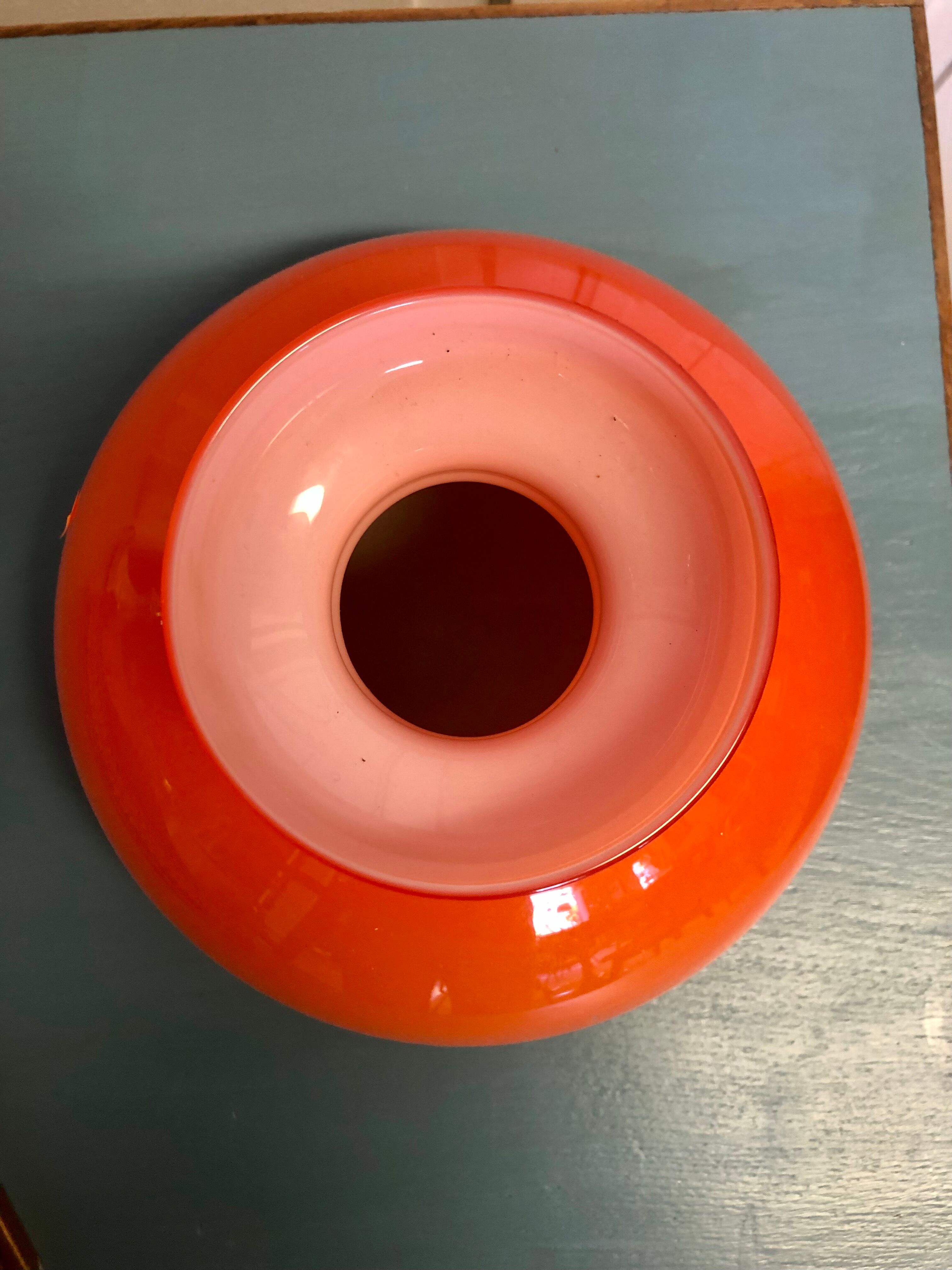 Abat-jour opaline orange années 70