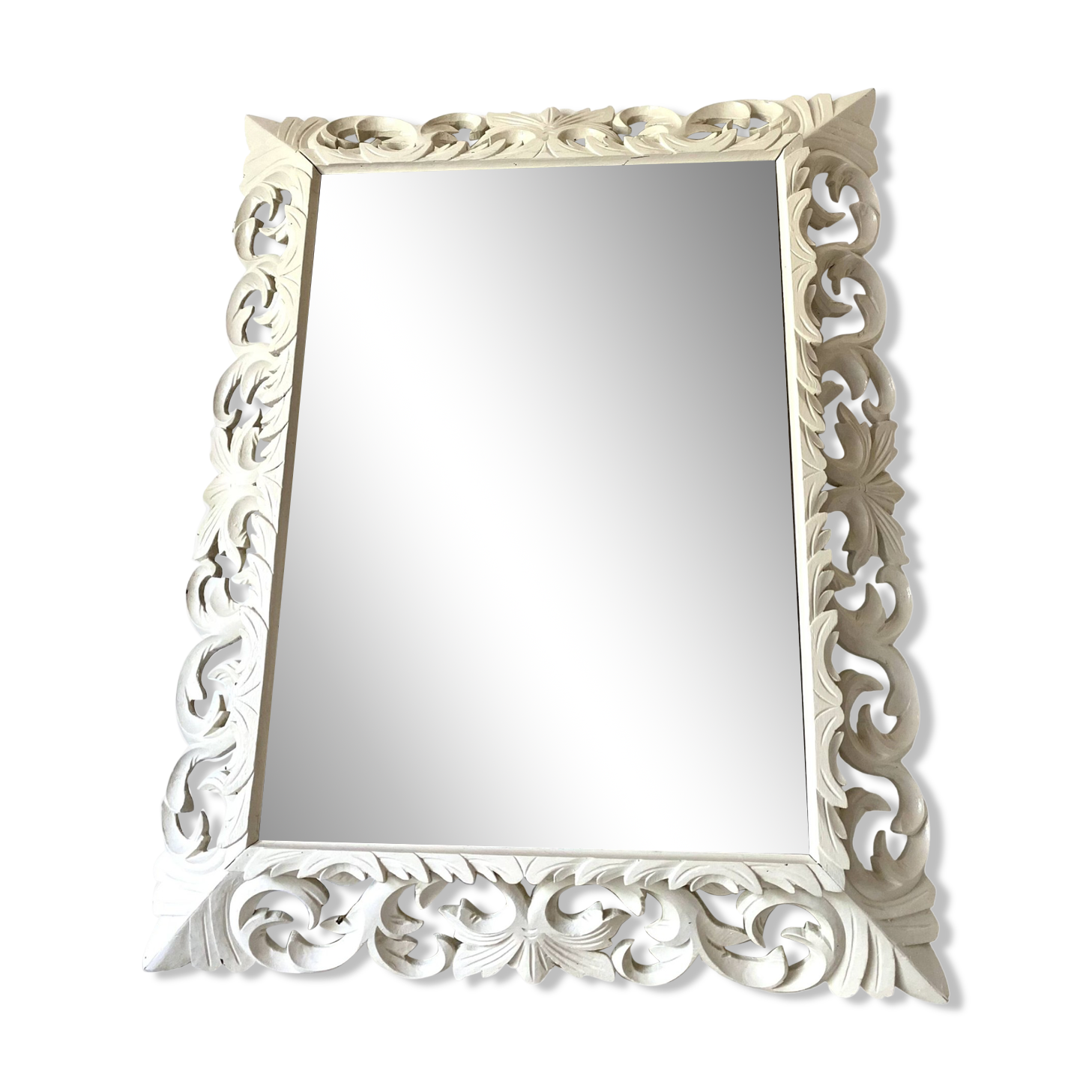 Antique Henri II style mirror, in openwork carved wood