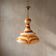 Italian art glass pendant lamp orange & white hand-blown chandelier, 1970s