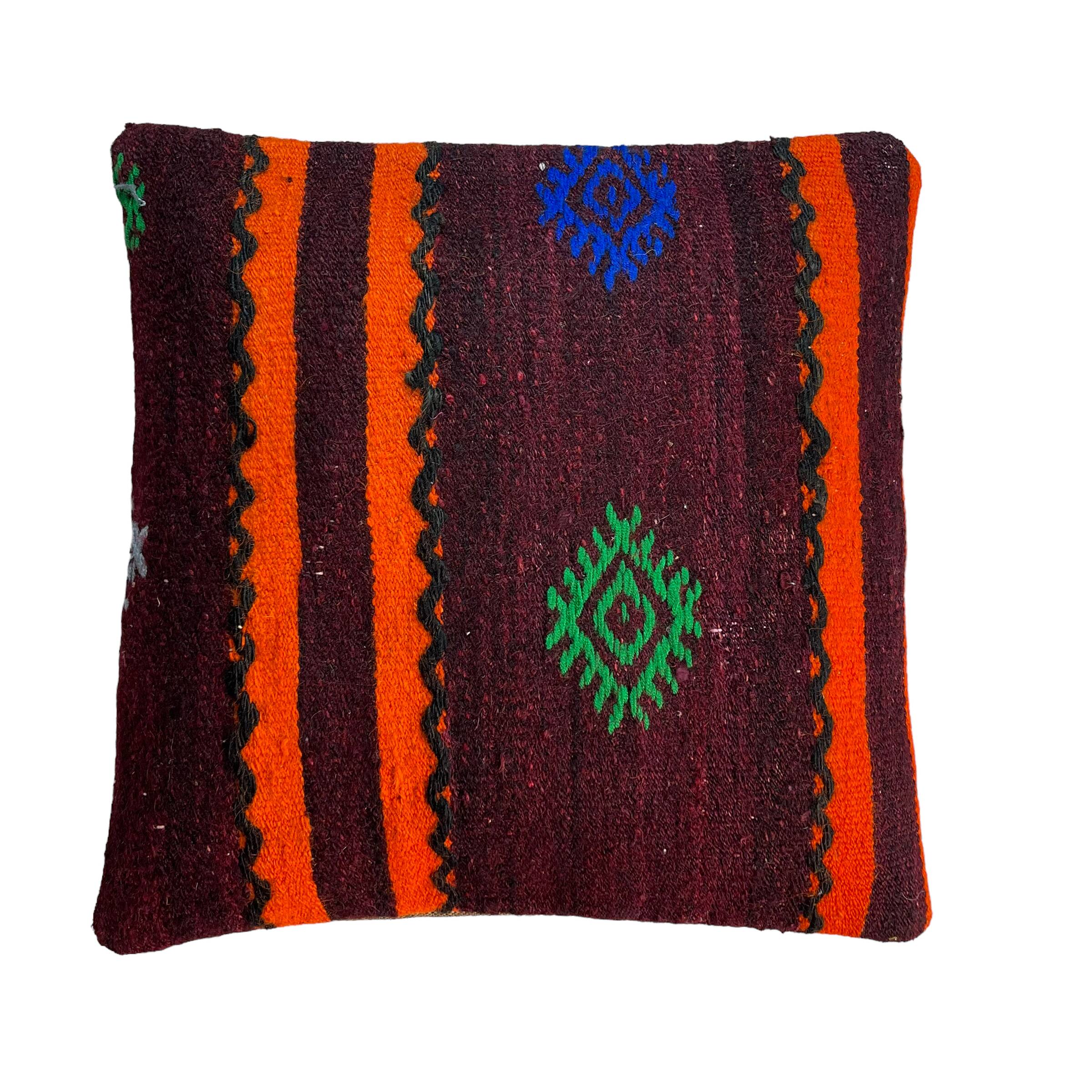 Vintage turkish kilim cushion cover , 40 x 40 cm