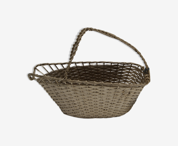 Porte bouteille fil métal argenté tressé vintage