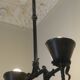 Brutalist wrought iron and copper 2-arm chandelier, 1960s