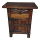 Small vintage brutalist solid oak jam cupboard with wrought iron trim