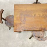 Dining table brutalist chairs in solid wood