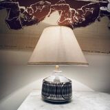 Earthenware lamp, braided fabric cable, 70s