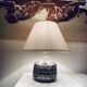 Earthenware lamp, braided fabric cable, 70s