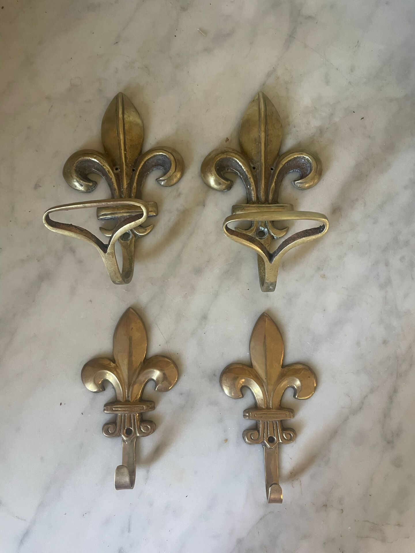 Pair of antique gilt bronze lily flower wall brackets.