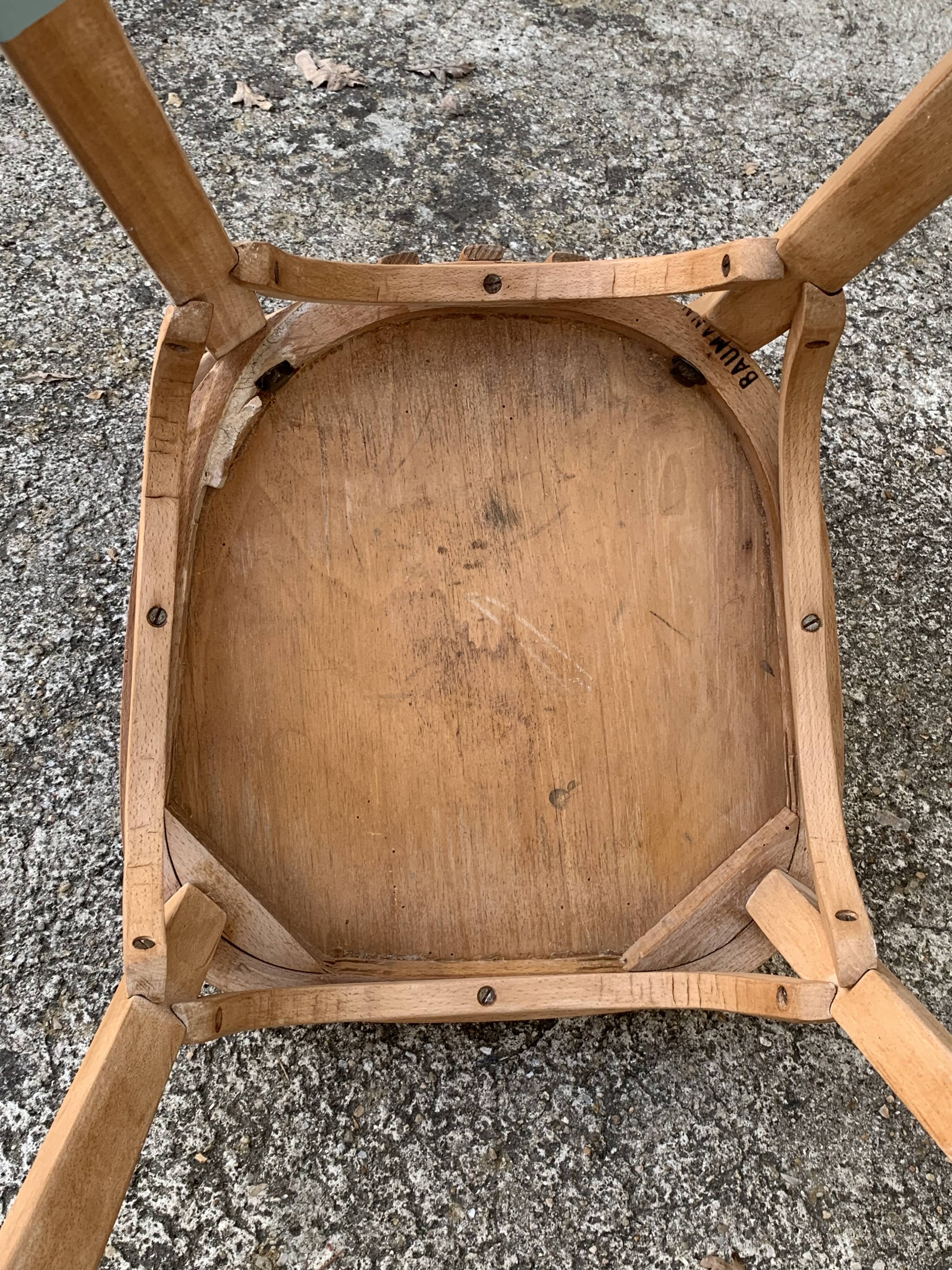 Vintage desk compass feet 1950 and its Baumann chair