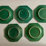 Set of 5 octagonal plates glazed clay beads 1950