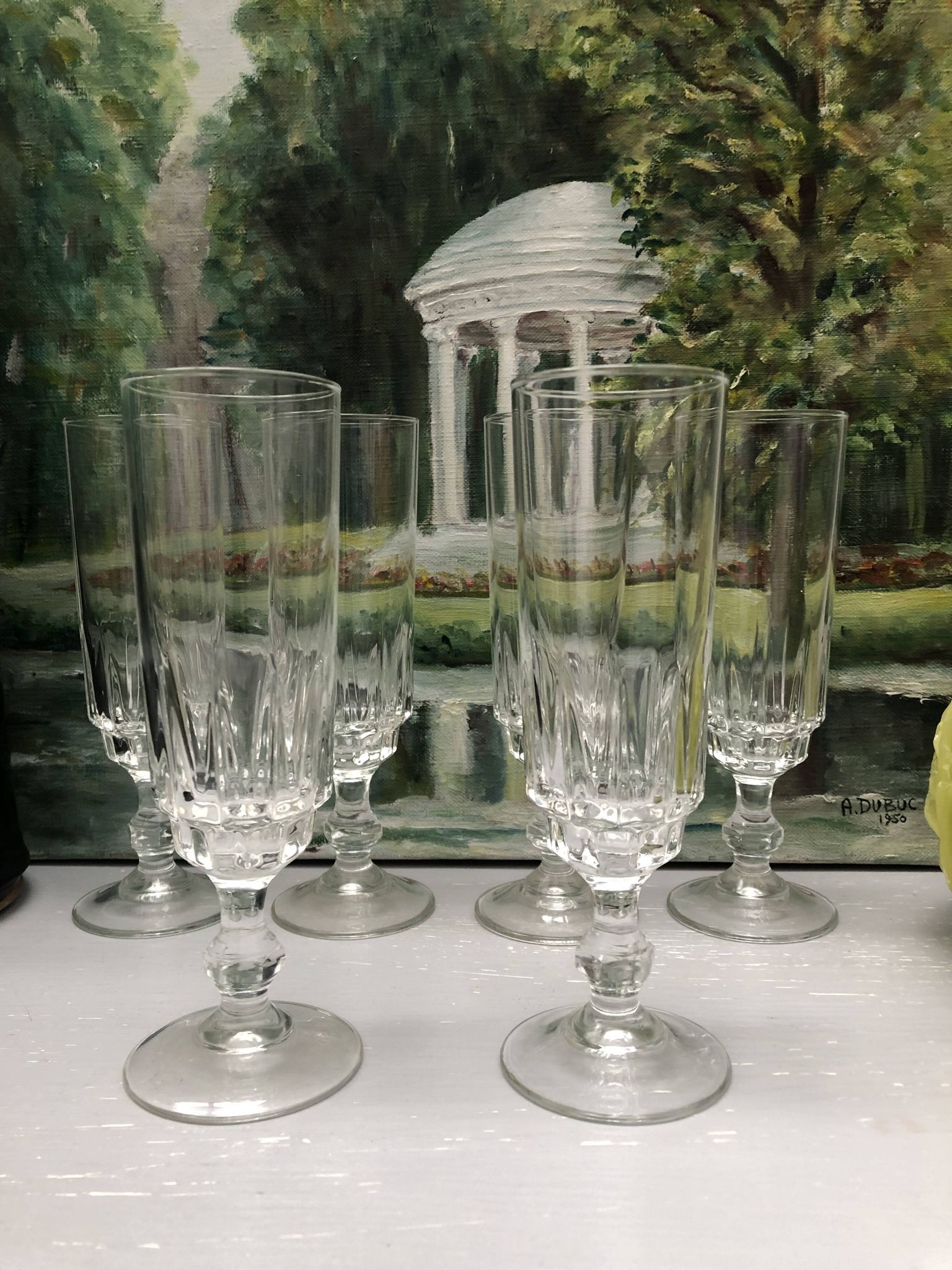 Set of 6 lance model champagne flutes, design made in France from the 1970s.