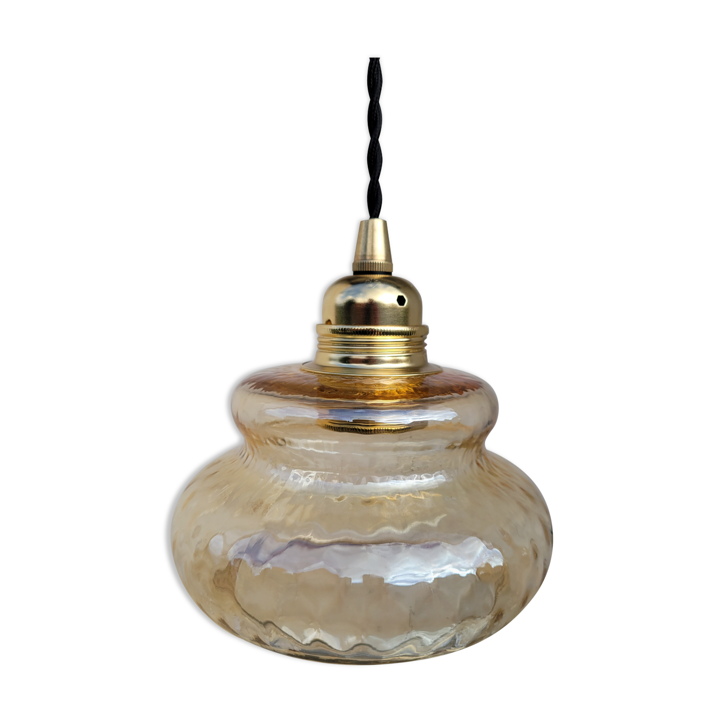 Amber yellow glass pendant lamp