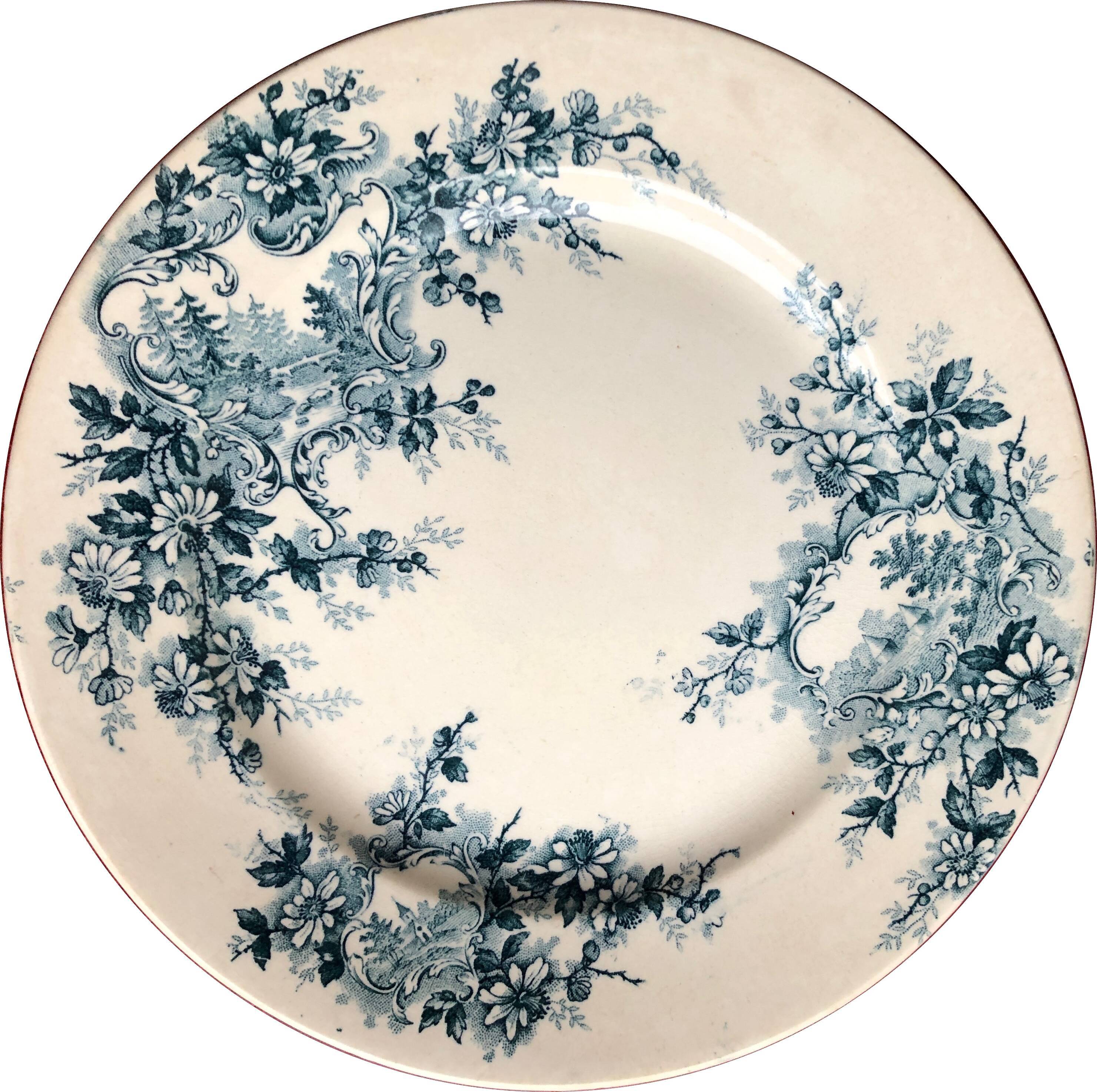 Lot of 4 flat plates in Iron Land Boulenger Choisy the Model King POMPADOUR