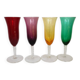 4 flûtes à champagne multicolores