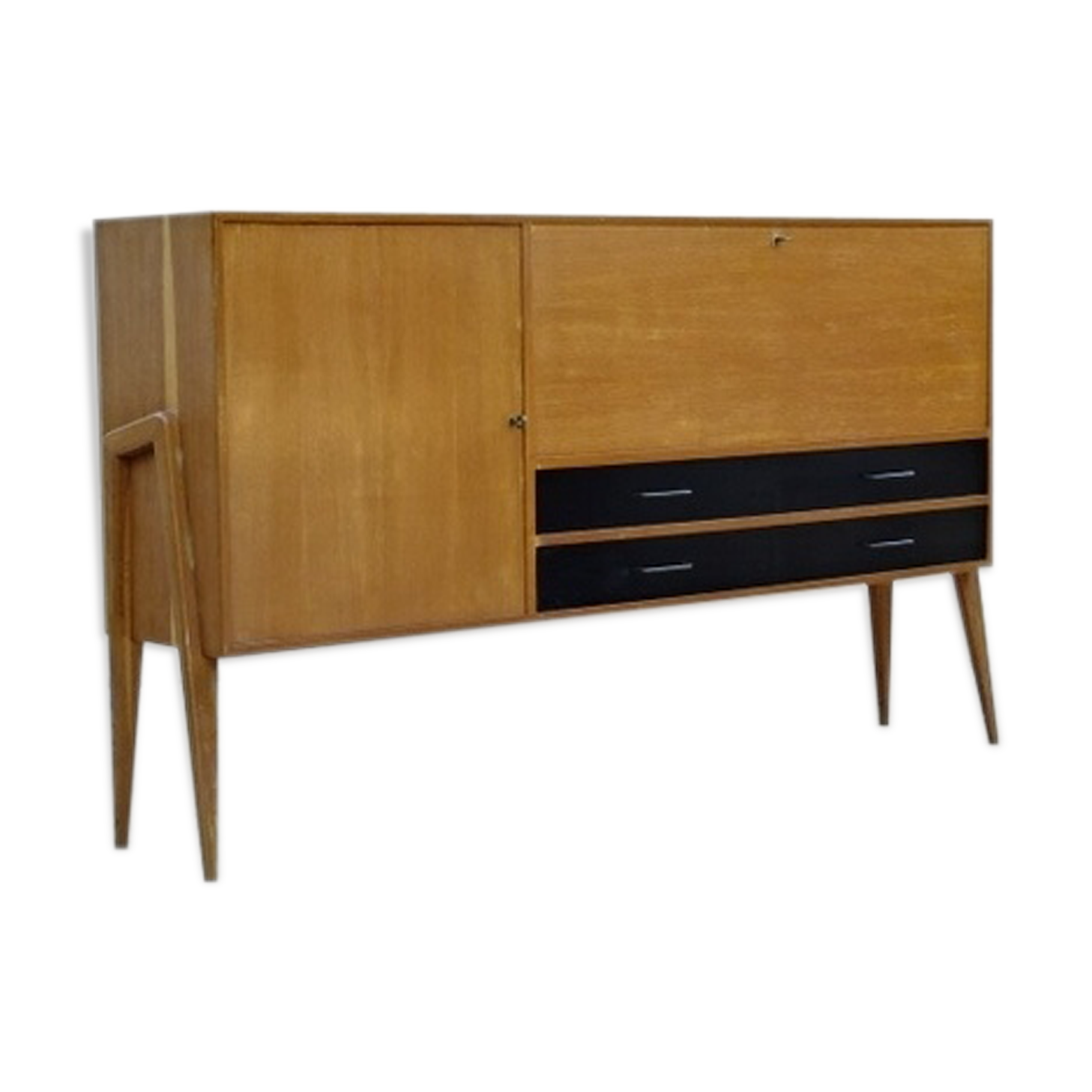 Sideboard vintage blond wood massif vintage 1950 from Charles Ramos