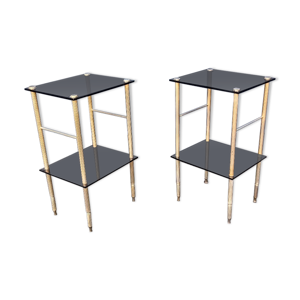 Paire de chevets plateau verre