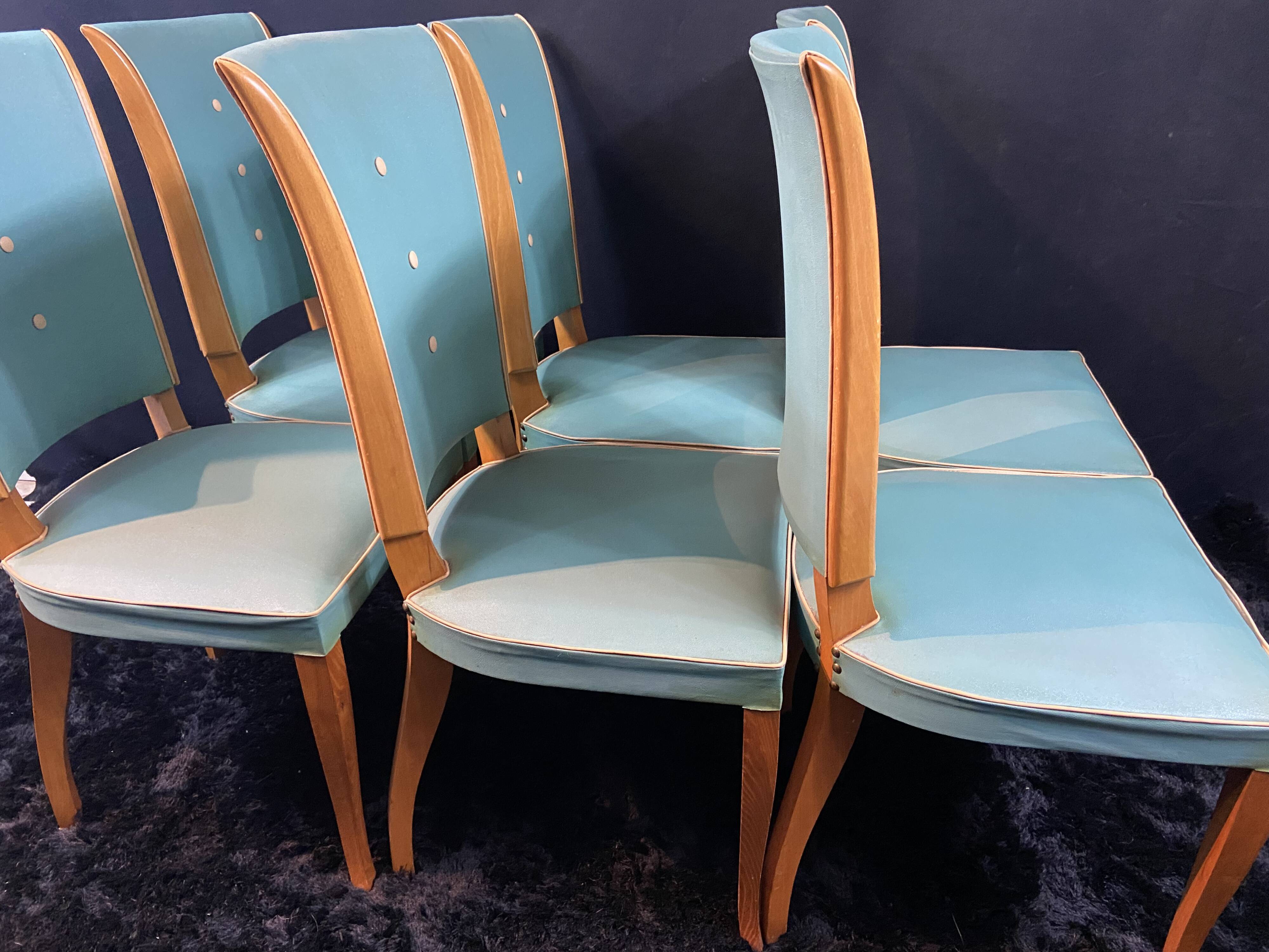 Suite 6 chaises design moderniste 1950