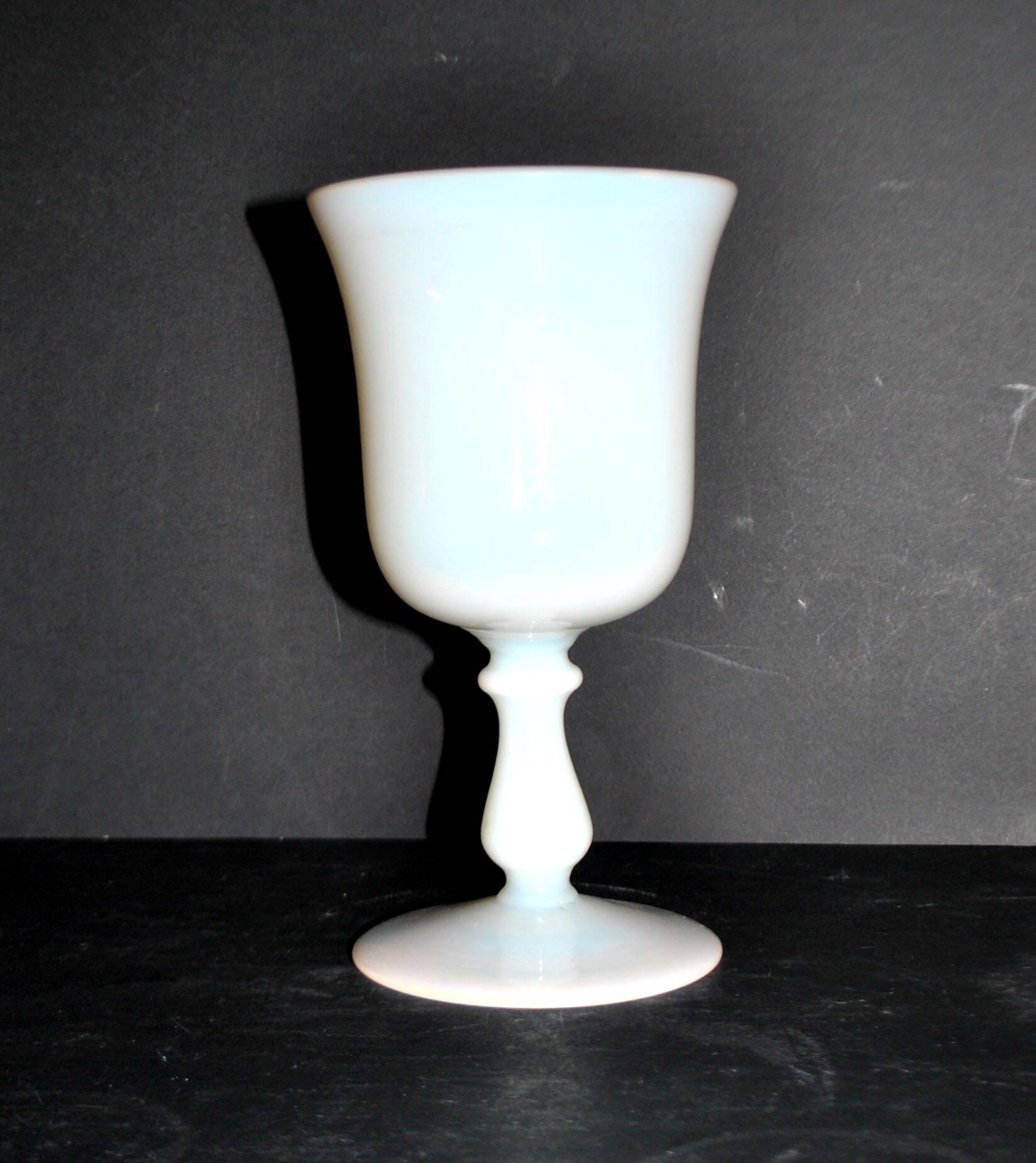 Antique footed glass in white opaline goblet chalice – Meisenthal craftsmanship?
