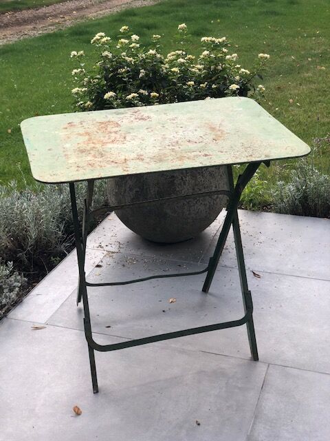 Garden table in green iron early twentieth