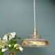 Vintage frosted glass pendant lampshade with gold frieze