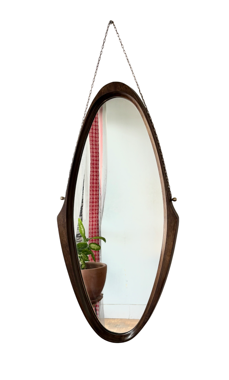 Italian solid teak mirror, 1960