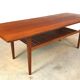 Scandinavian teak coffee table with slatted shelf, Denmark 1960s
