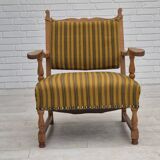 1960s, Danish lounge chair, original very good condition, furniture wool, solid oak wood.
