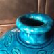 Vase enamelled turquoise blue floral decoration