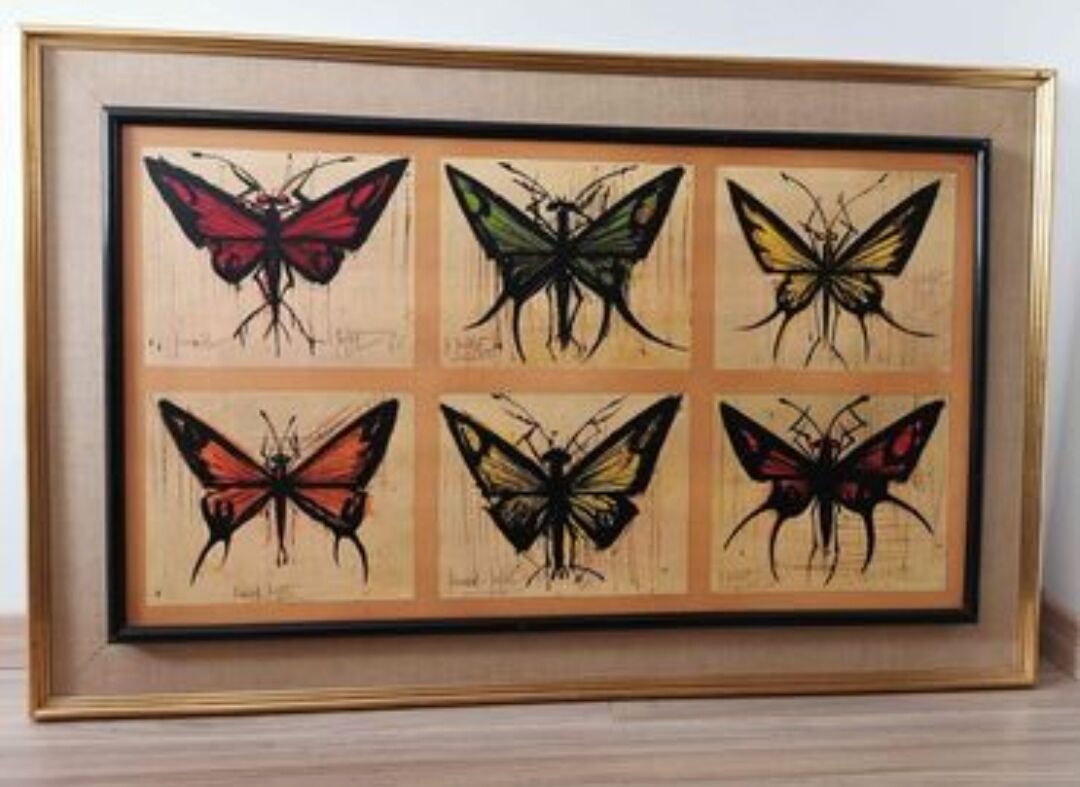 Old painting Butterflies Bernard Buffet 70's