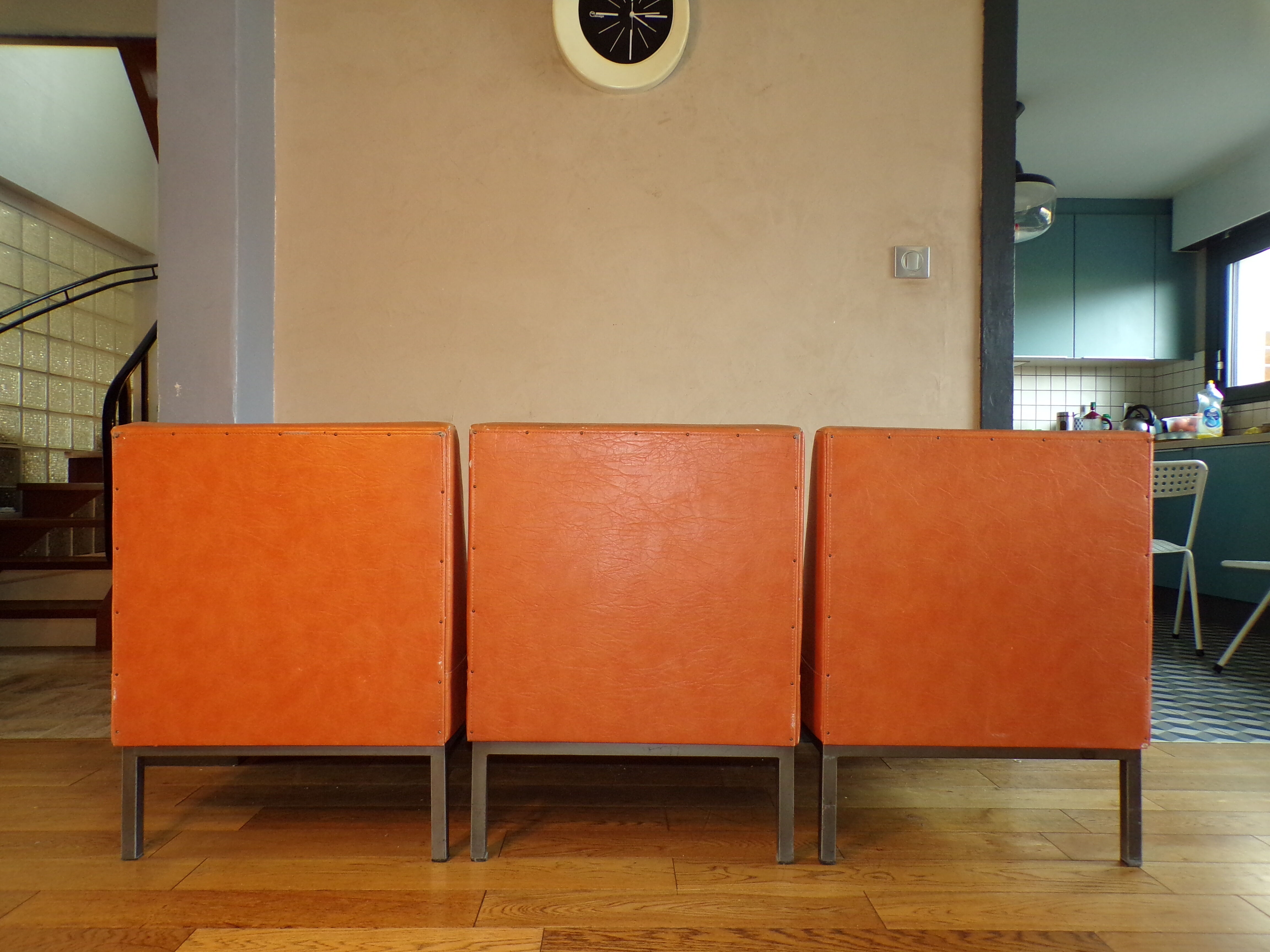 Trio of vintage low chairs