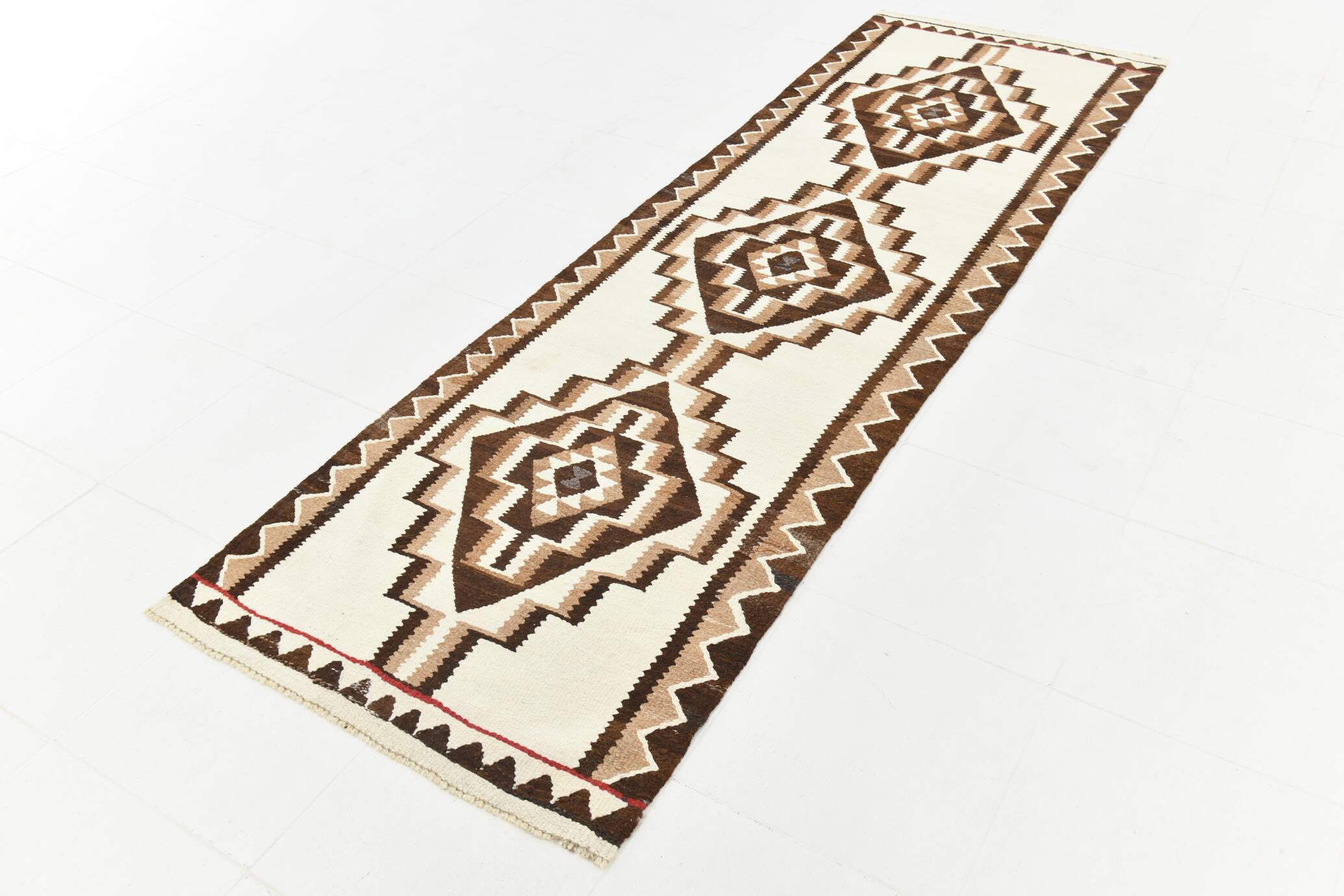Tapis kilim vintage marron & beige
