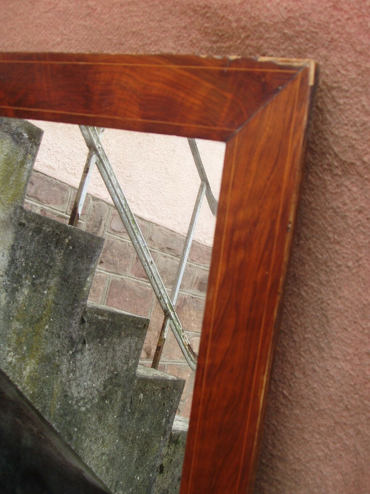 Mirror Louis-Philippe plated walnut and marquetry 69x47cm