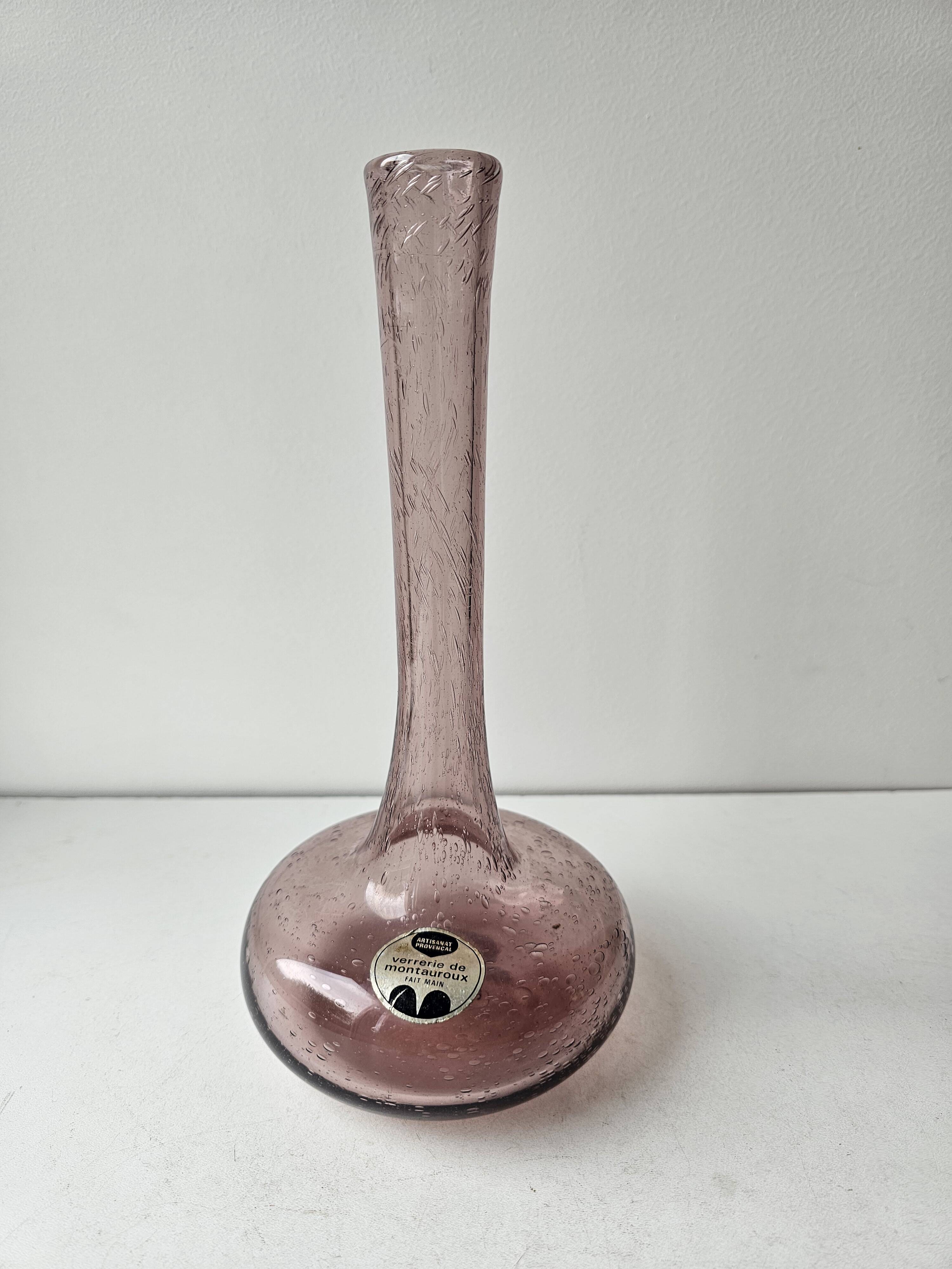 Vintage Bubble Glass Soliflore Vase Montauroux Height 2