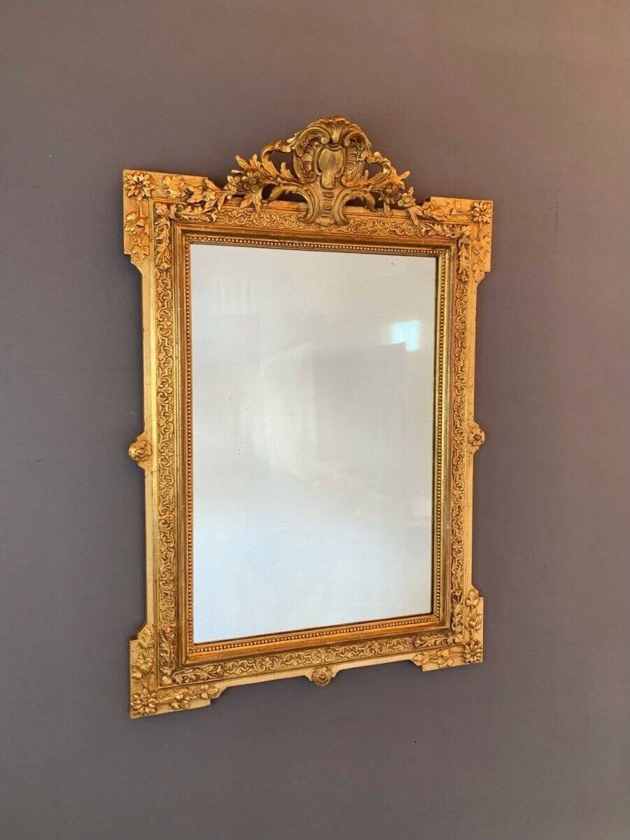 Louis XVI Style Carved Wood Gilded Mirror, 19th Century