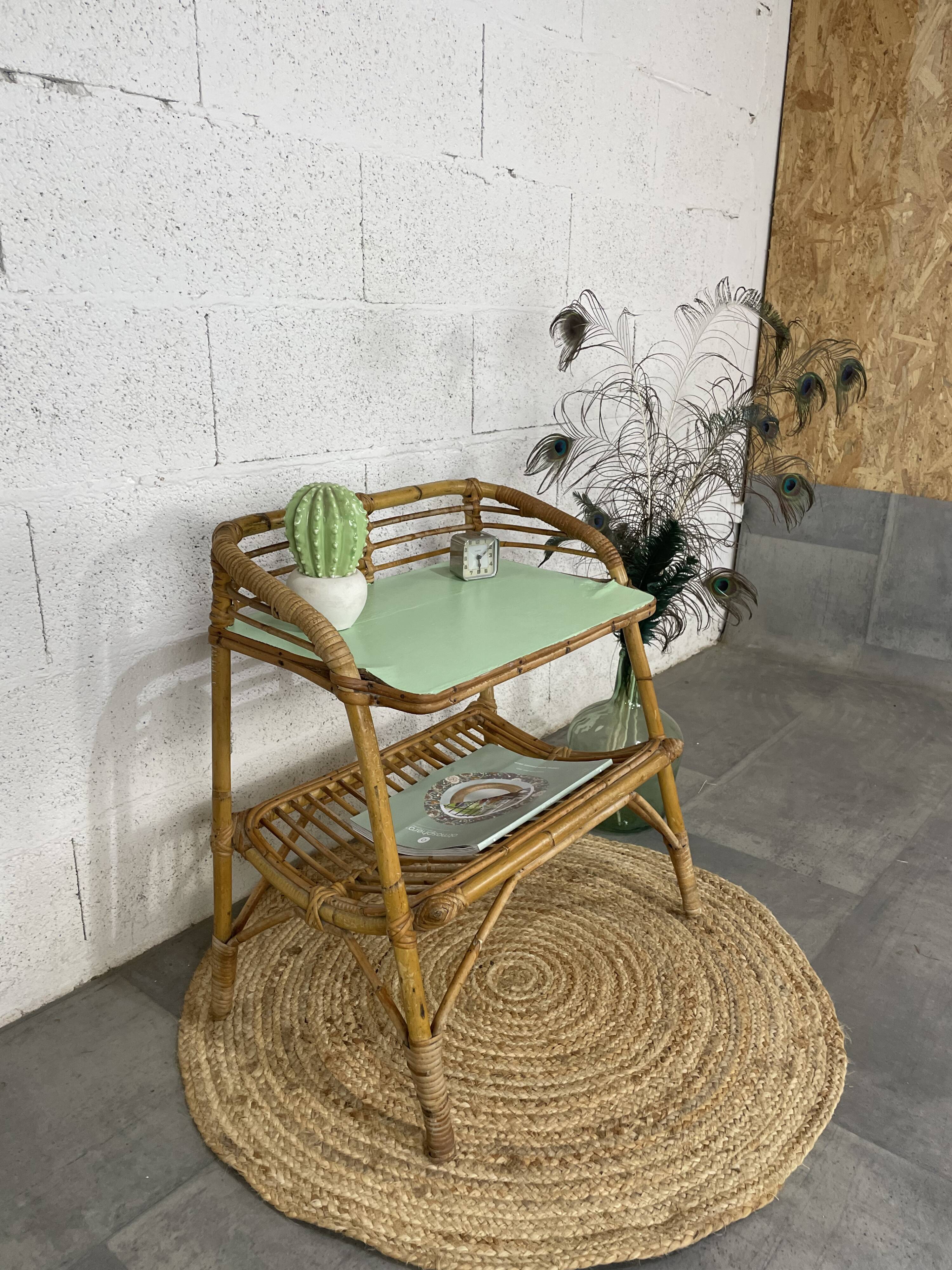 Vintage rattan bedside table