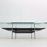 B&B Italia 'Diesis' Two-Tier Glass and Leather Coffee Table by Antonio Citterio