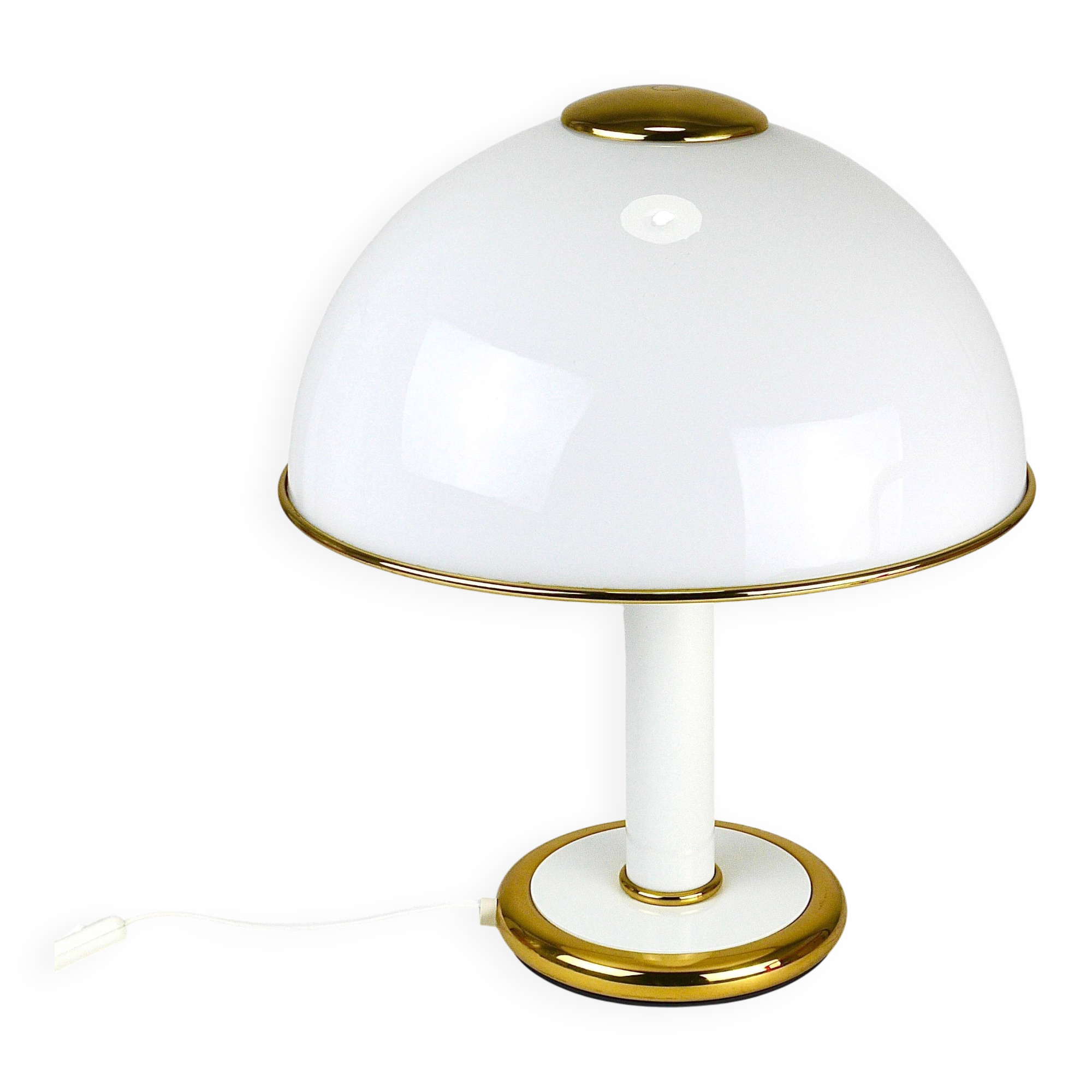 F. Fabbian Mushroom Table Lamp in White and Gold Murano Glass, Italy, 1970s