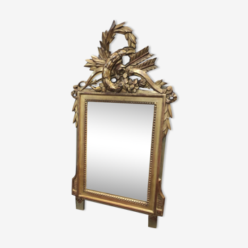 Louis XVI style mirror in gilded wood 82x44cm