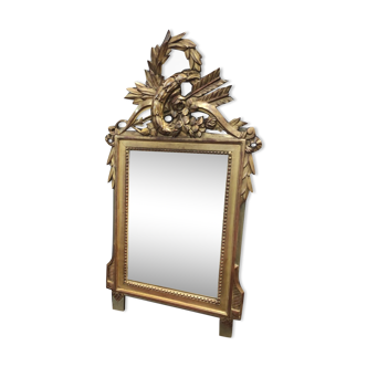 Louis XVI style mirror in gilded wood 82x44cm