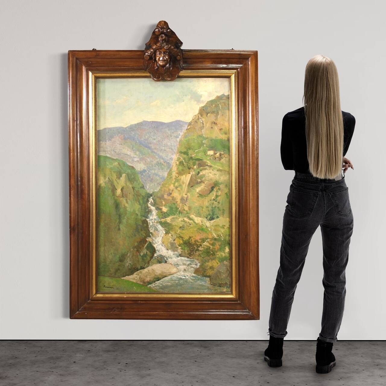 Italian signed landscape painting from 20th century