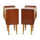 Pair of vintage wooden bedside tables brass handles 60s design